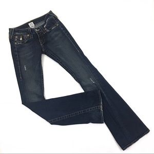 True Religion Joey Twisted Flare Distressed Jeans
